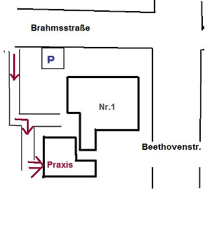 Skizze Brahmsstraße 1 / Praxis Kösel